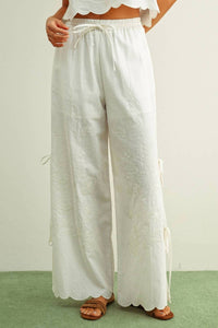 Miou Muse - Embroidery Side Tie Pants