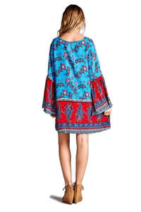 Velzera - Paisley Bell Sleeve Dress