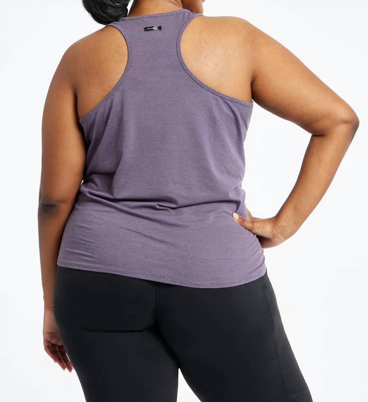 Oiselle Flyout Racerback Tank Top in twilight 1 - women's tank top - detail view