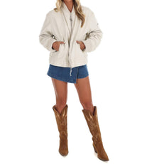 Free People - Jax Washed Zip Front Bomber Jacket