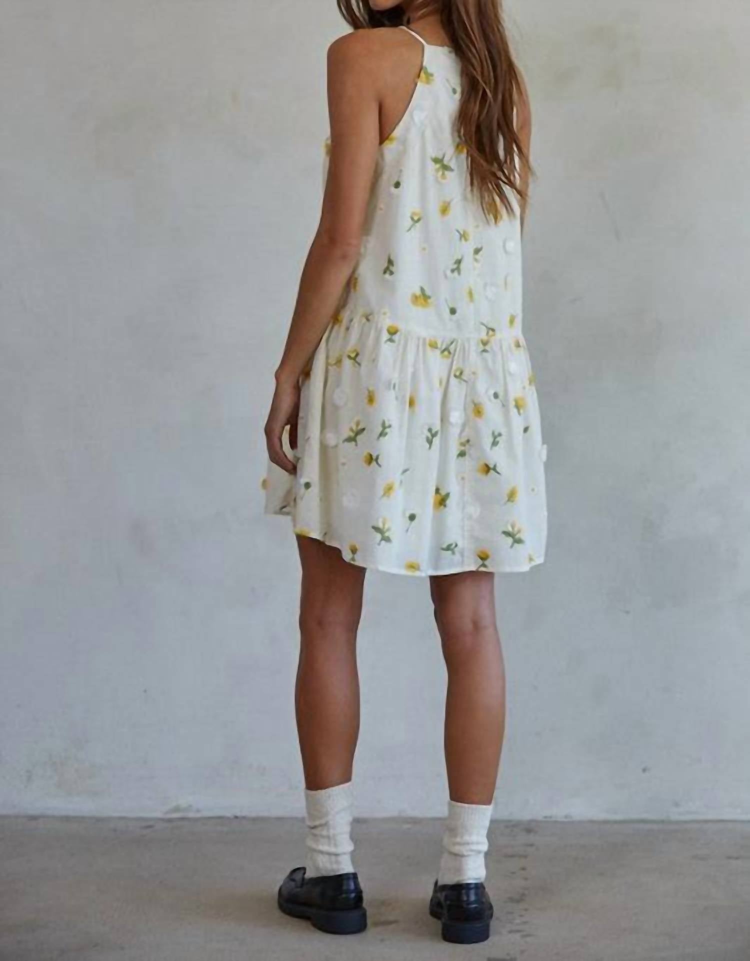 By Together Daisy Summer Dress in cream multi - women's dress - detail view