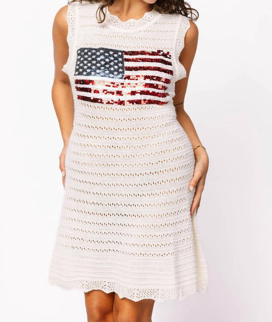 Queen Of Sparkles - Lace Knit American Flag Tank Dress