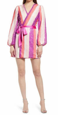 Btfl-Life - Sequin Wrap Mini Dress