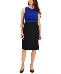 Kasper Colorblocked Sleeveless Sheath Dress in black - women's dress