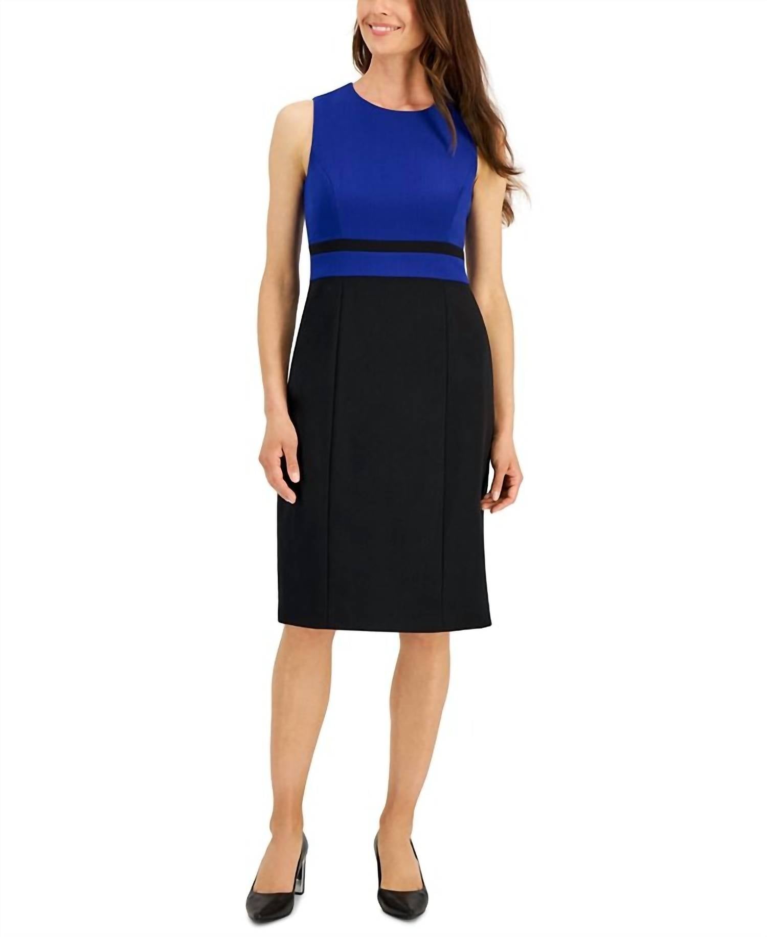 Kasper Colorblocked Sleeveless Sheath Dress in black - women's dress