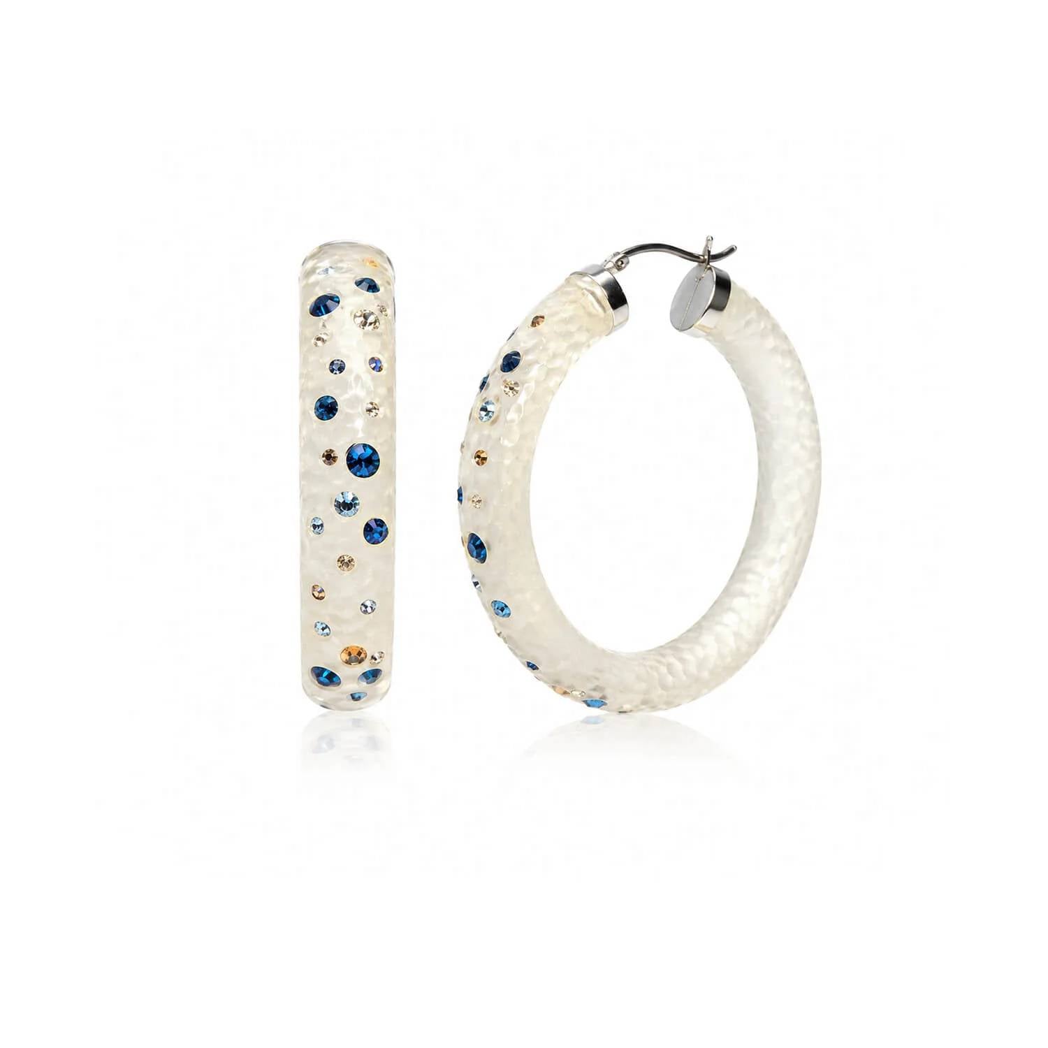Gold & Honey - Women's Large Oval Confetti Hoop Earrings