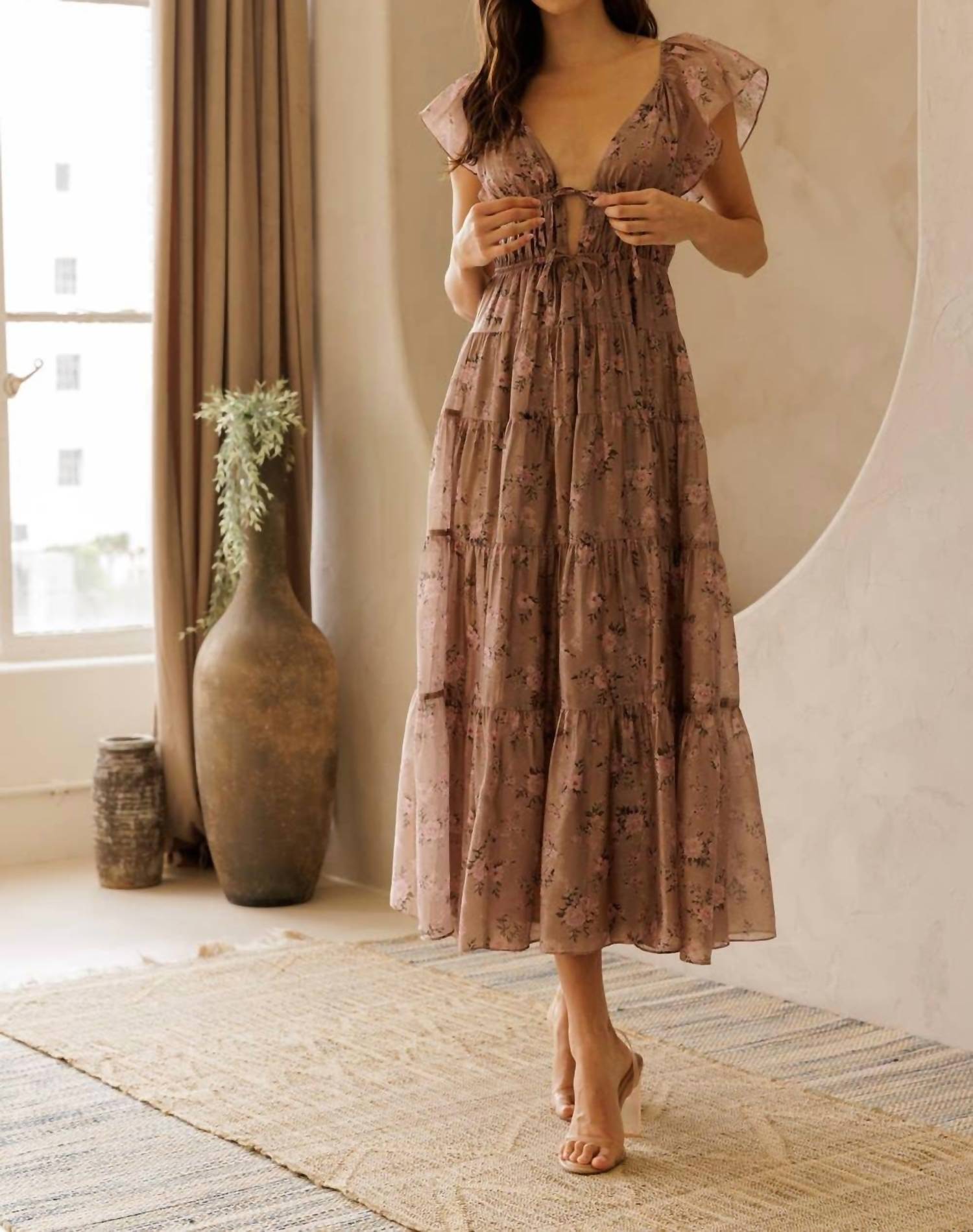 Storia - Tilly Tie Front Midi Dress