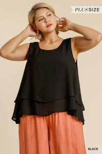 Posh - Sleeveless Layered Keyhole Back Top - Plus