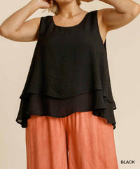 Posh - Sleeveless Layered Keyhole Back Top - Plus