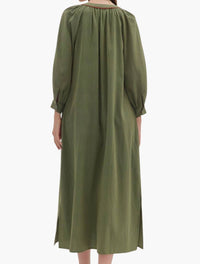entro Katy Blockprint Dress in olive - women's dress - detail view