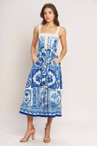Flying Tomato - Printed Woven Midi Dress