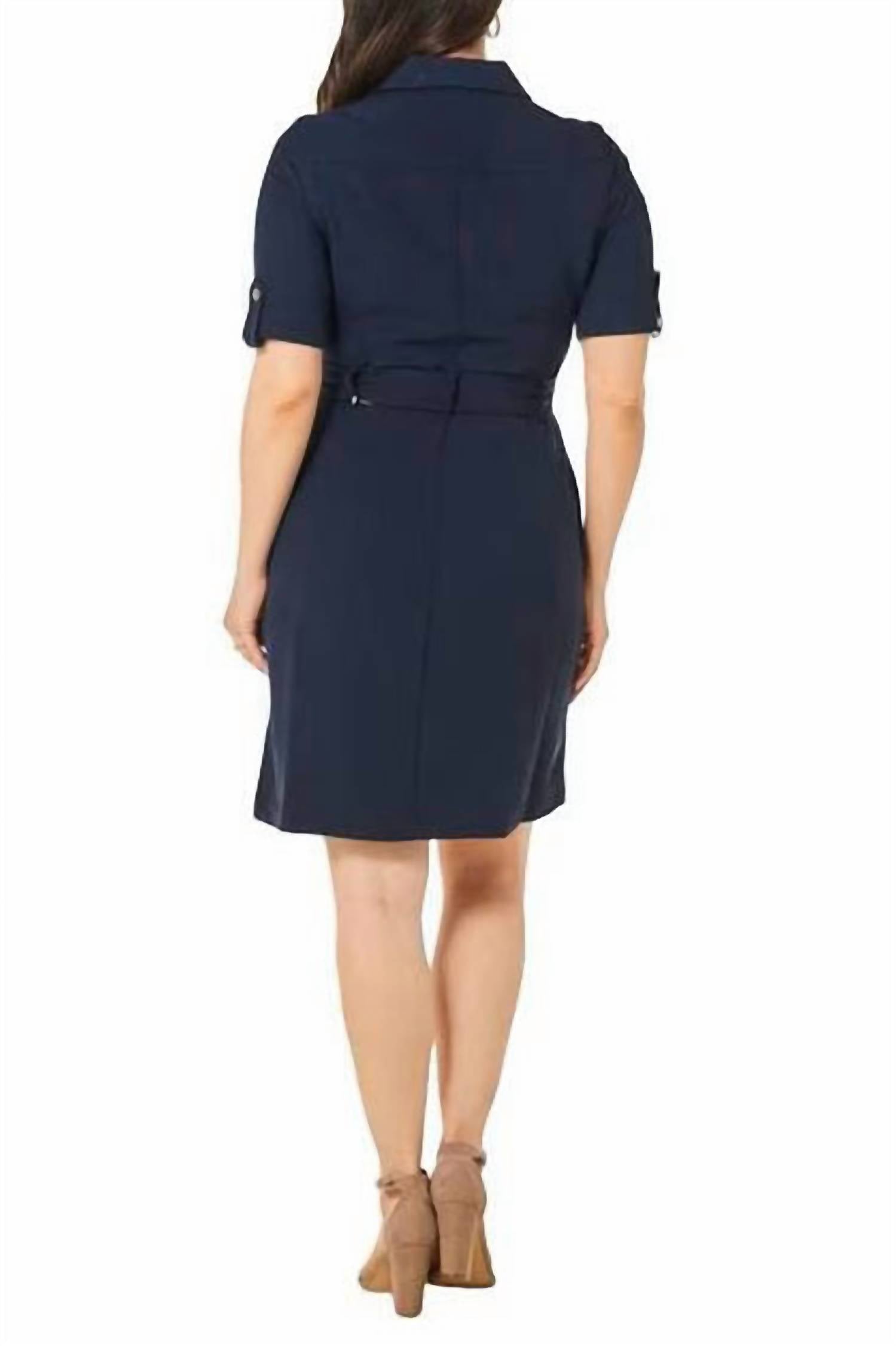 Sharagano - Collared Short Sleeve Button Down Dress