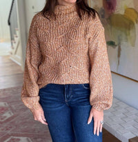 TRIBAL Warm Funnel Neck Oversized Sweater in cinnamon - women's sweater