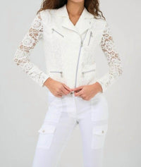 Anatomie Solita Lace Moto Jacket in white - women's jacket