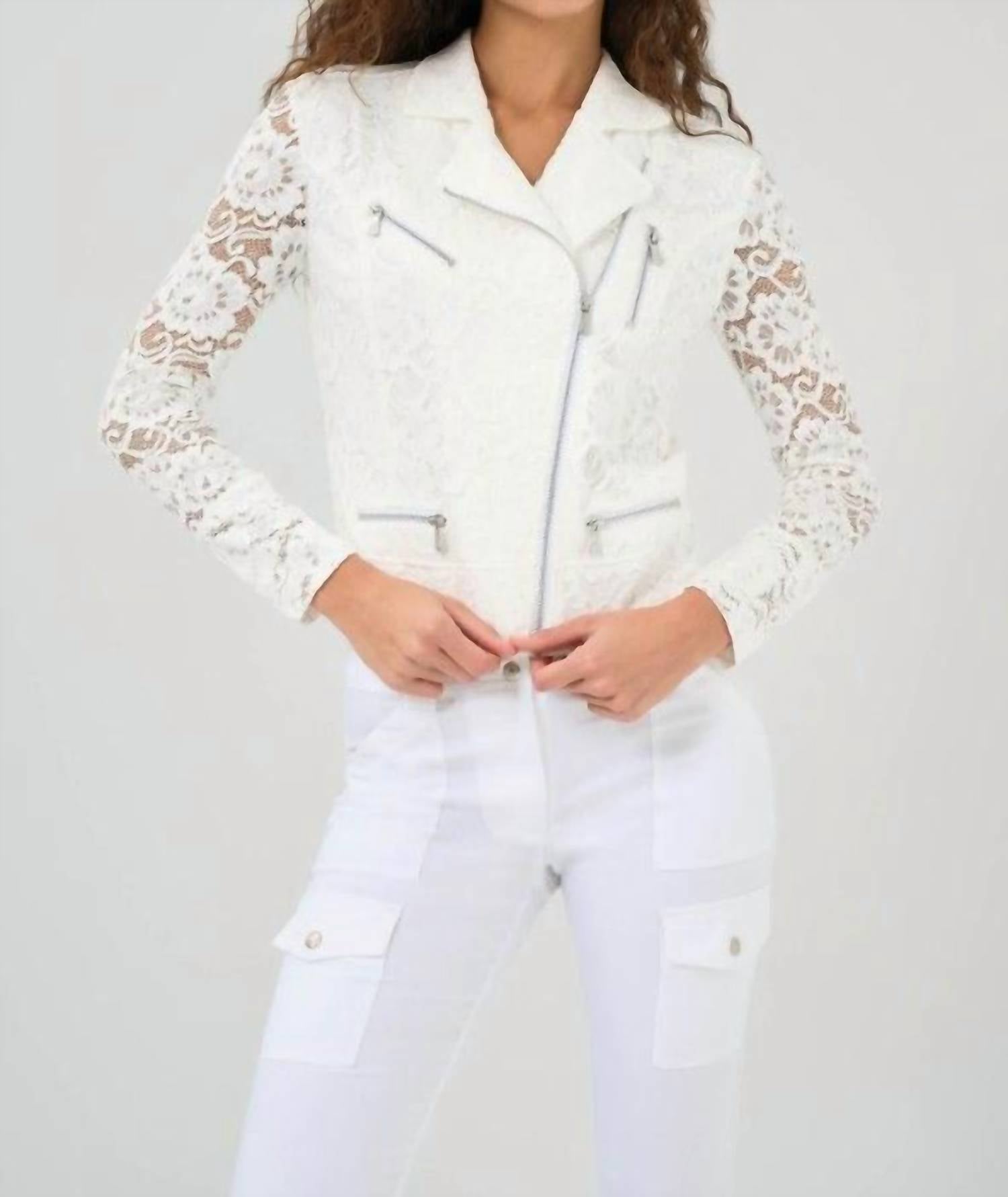 Anatomie Solita Lace Moto Jacket in white - women's jacket