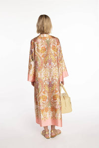 Naulover - Paisley Print Satin Maxi Dress