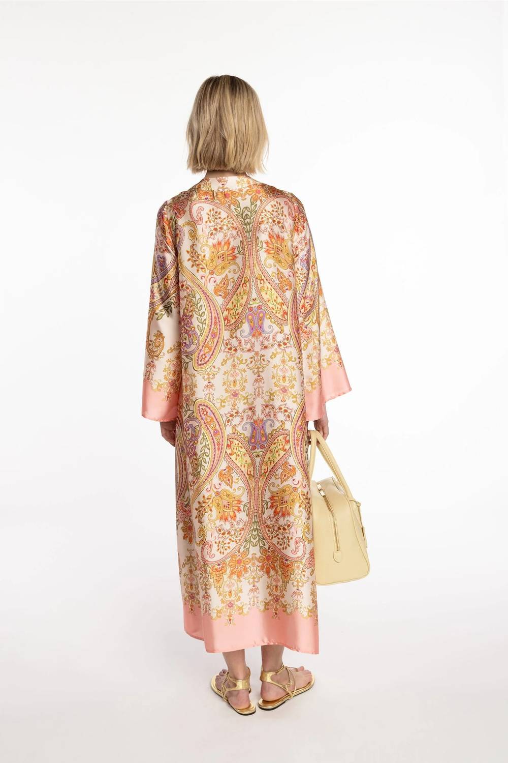Naulover - Paisley Print Satin Maxi Dress