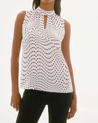 Joseph Ribkoff - Polka Dot Keyhole Neck Sleeveless Top