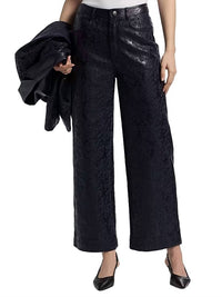 Cinq A Sept - Betsy Embroidered Faux Leather Wide-leg Pants