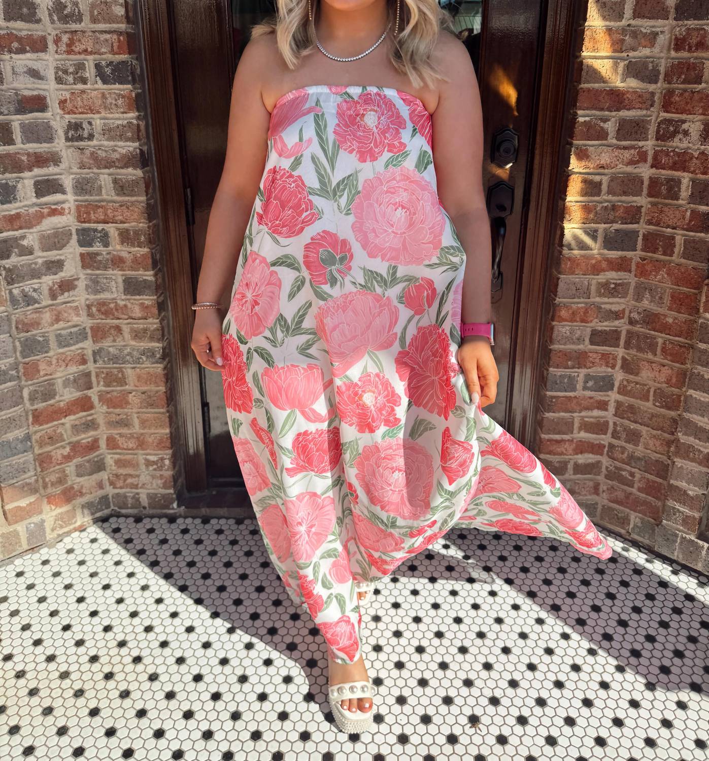 Tcec - Strapless Floral Maxi Dress