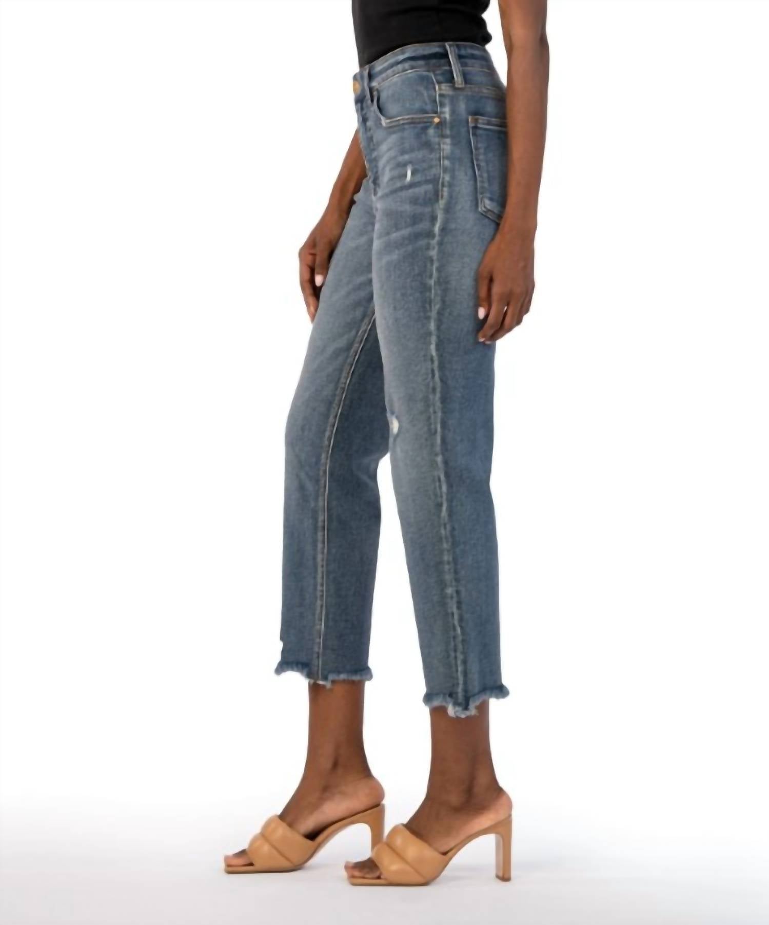 Kut From The Kloth - Rachael Mom Jeans With Frey Hem