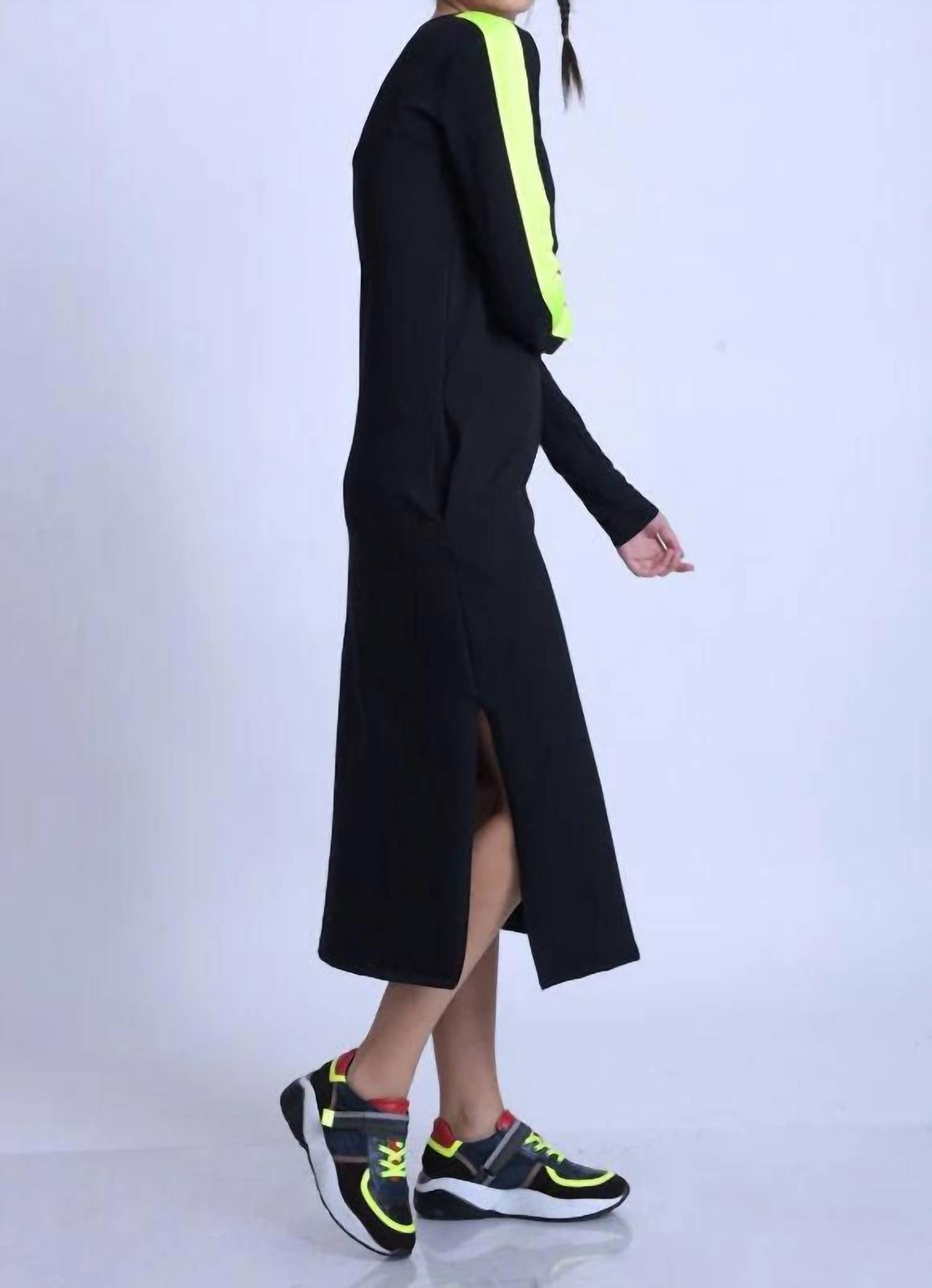 Metamorfosi - Long Sleeve Casual Dress With Neon Details