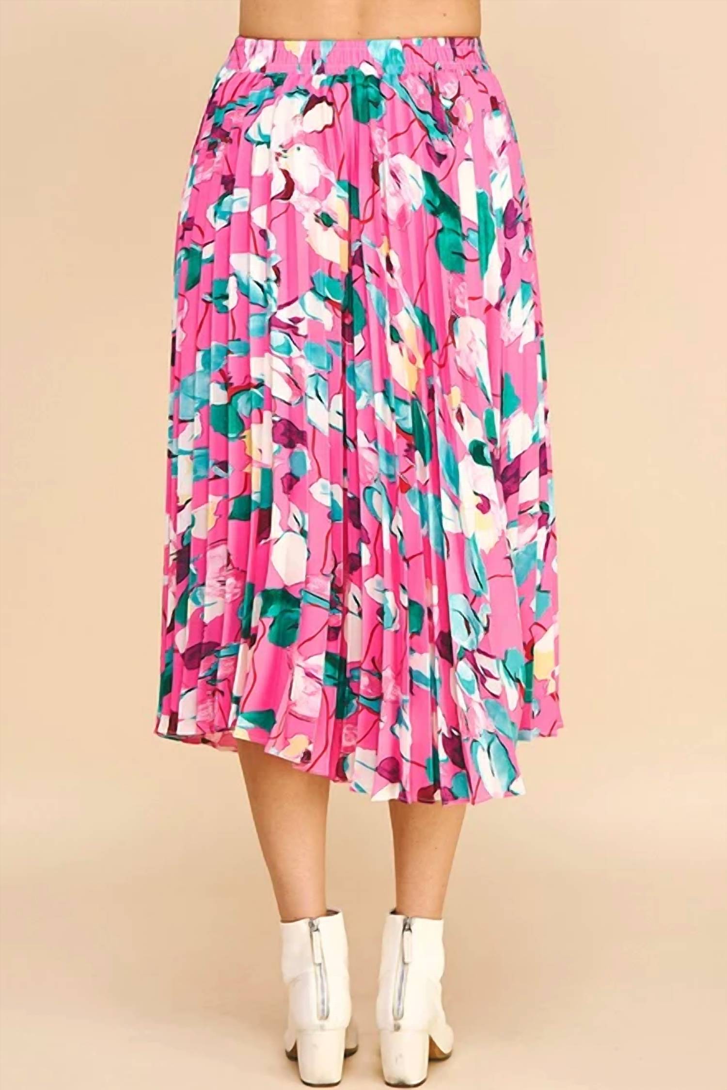 Pinch - Floral Print Pleated Midi Skirt