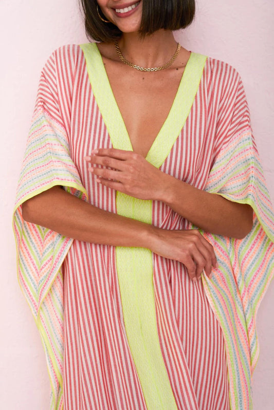 Pitusa - Contrast Striped Thobe Kaftan Maxi Dress