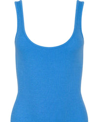 L'Agence Women's Nica Scoop Neck Tank Bodysuit in regatta blue - women's shirt - detail view