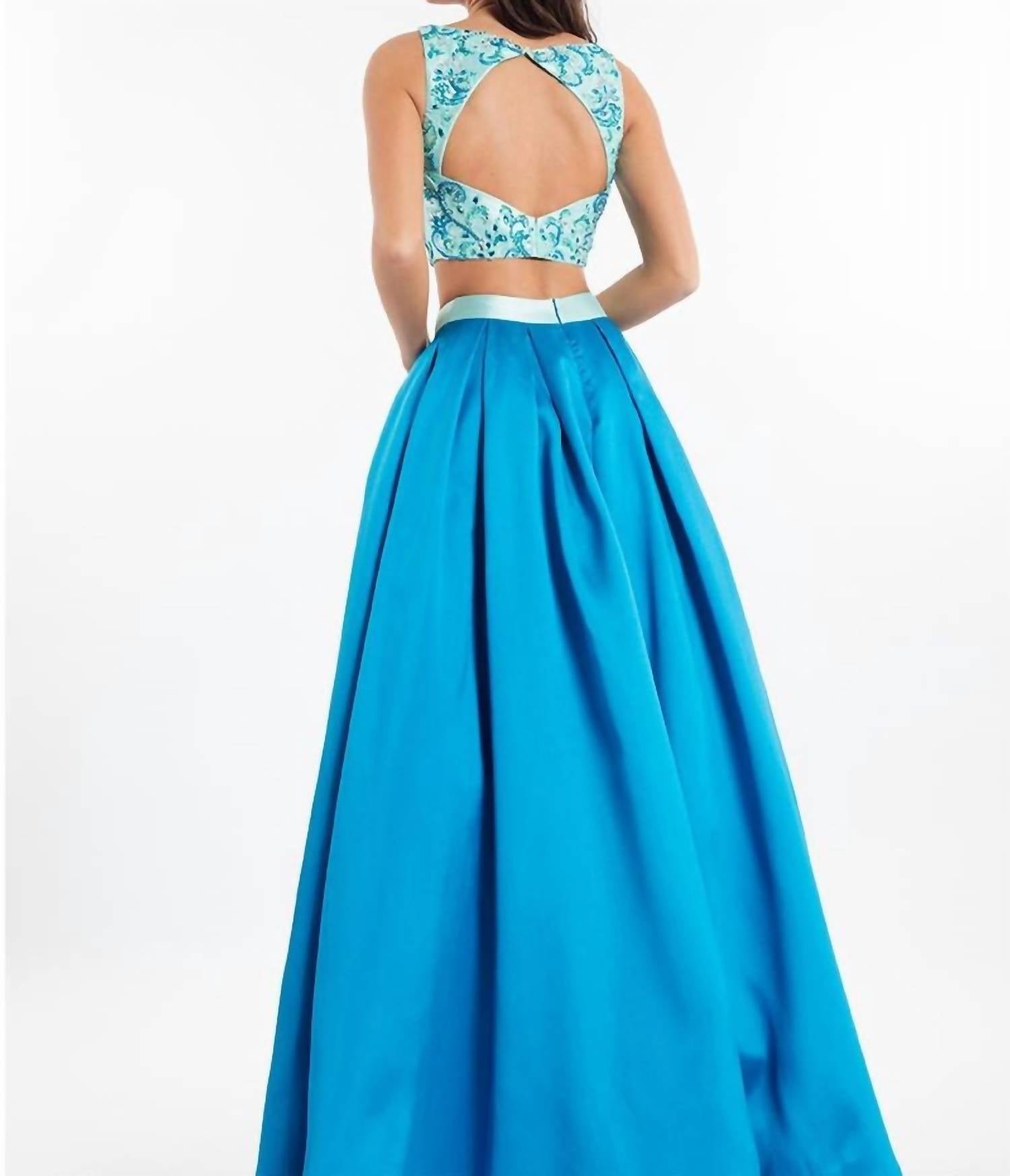 Rachel Allan - Two-piece Beaded Mikado Prom Gown