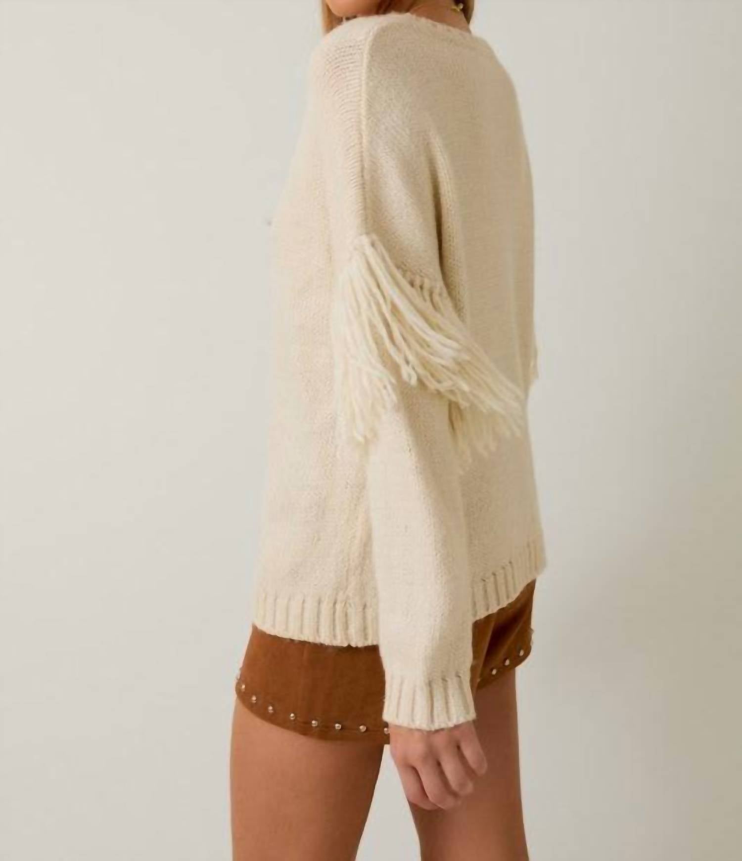 Sunday Edition - Round Neck Long Sleeve Fringe Cardigan