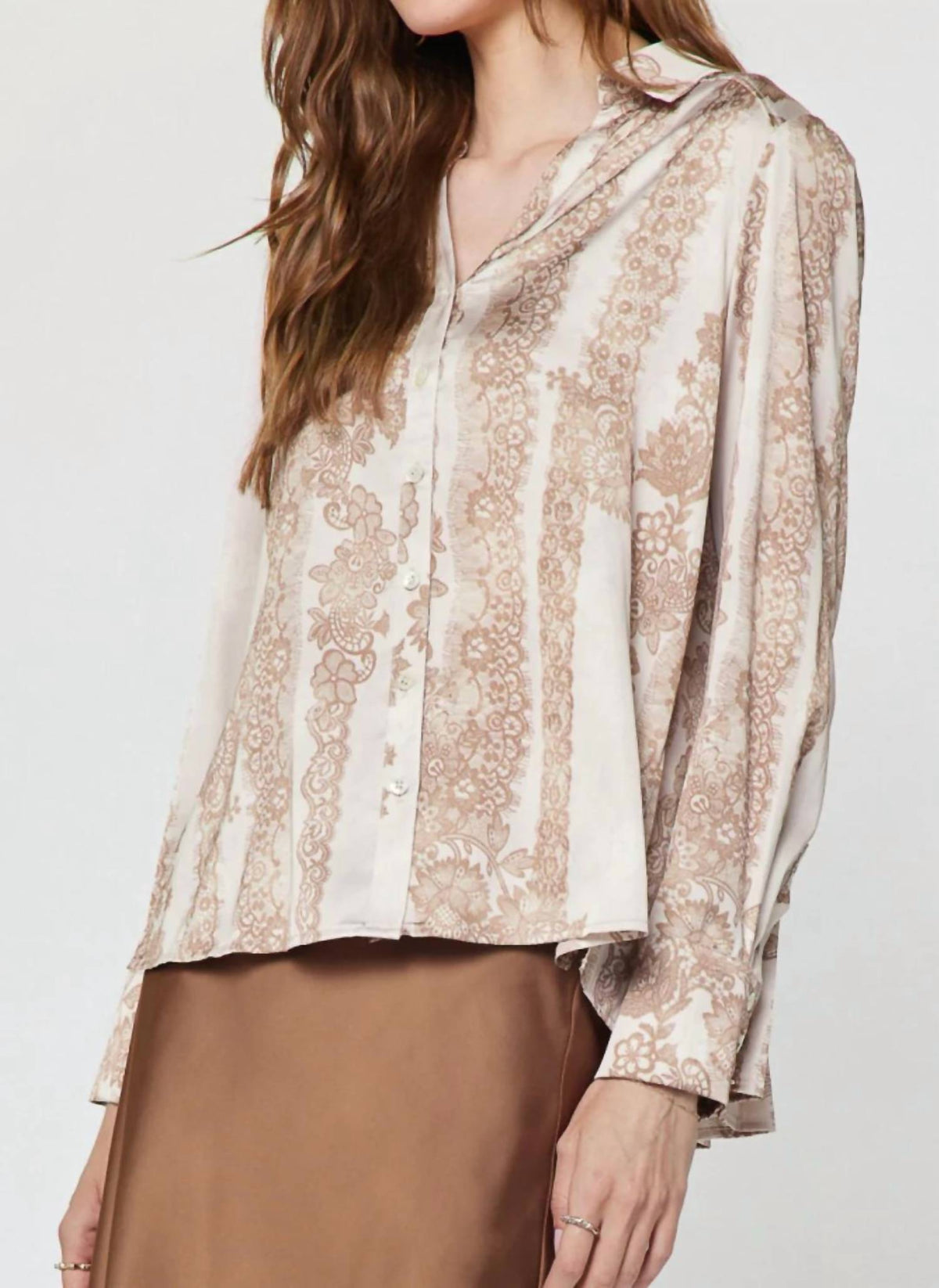 Current Air - Floral Lace Pleated Back Blouse