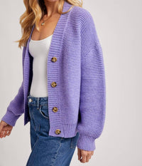 BluIvy Button Up Short Cardigan in very peri 1 - women's cardigan - view 5