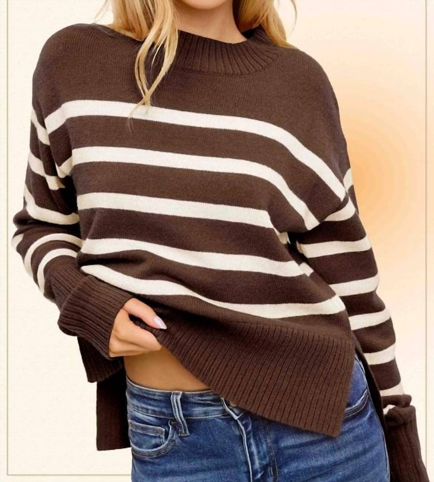 La Miel - Striped Dolman Sleeve Sweater