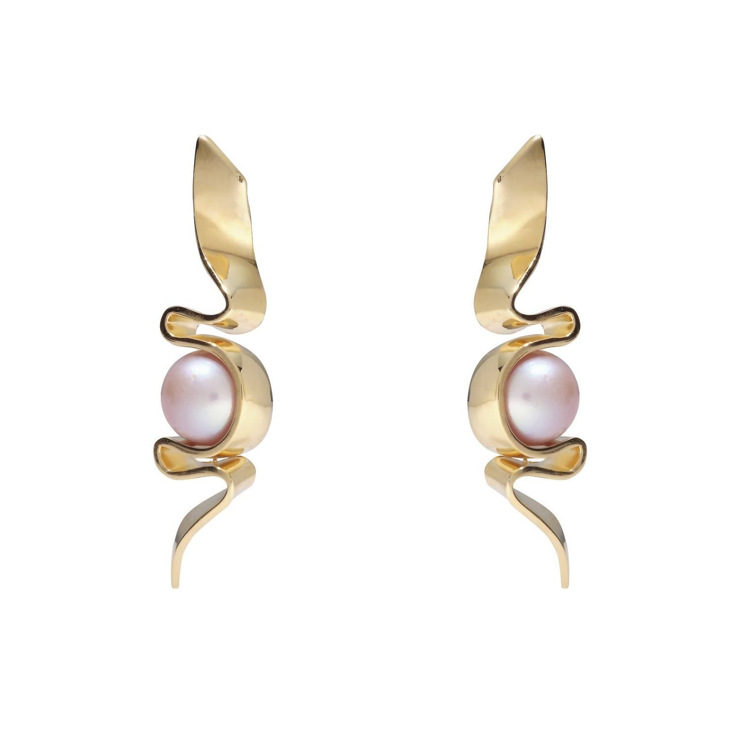 Lady Grey - Women's Pearl Ribbon Earrings