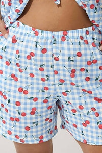 Sincerely Ours Farrah Checkered Printed Hot Shorts in cherry - women's shorts - detail view
