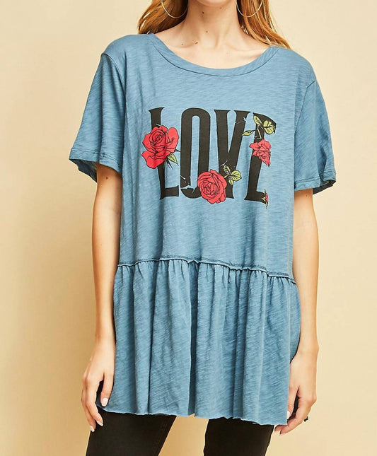Entro - Love Graphic Peplum Top