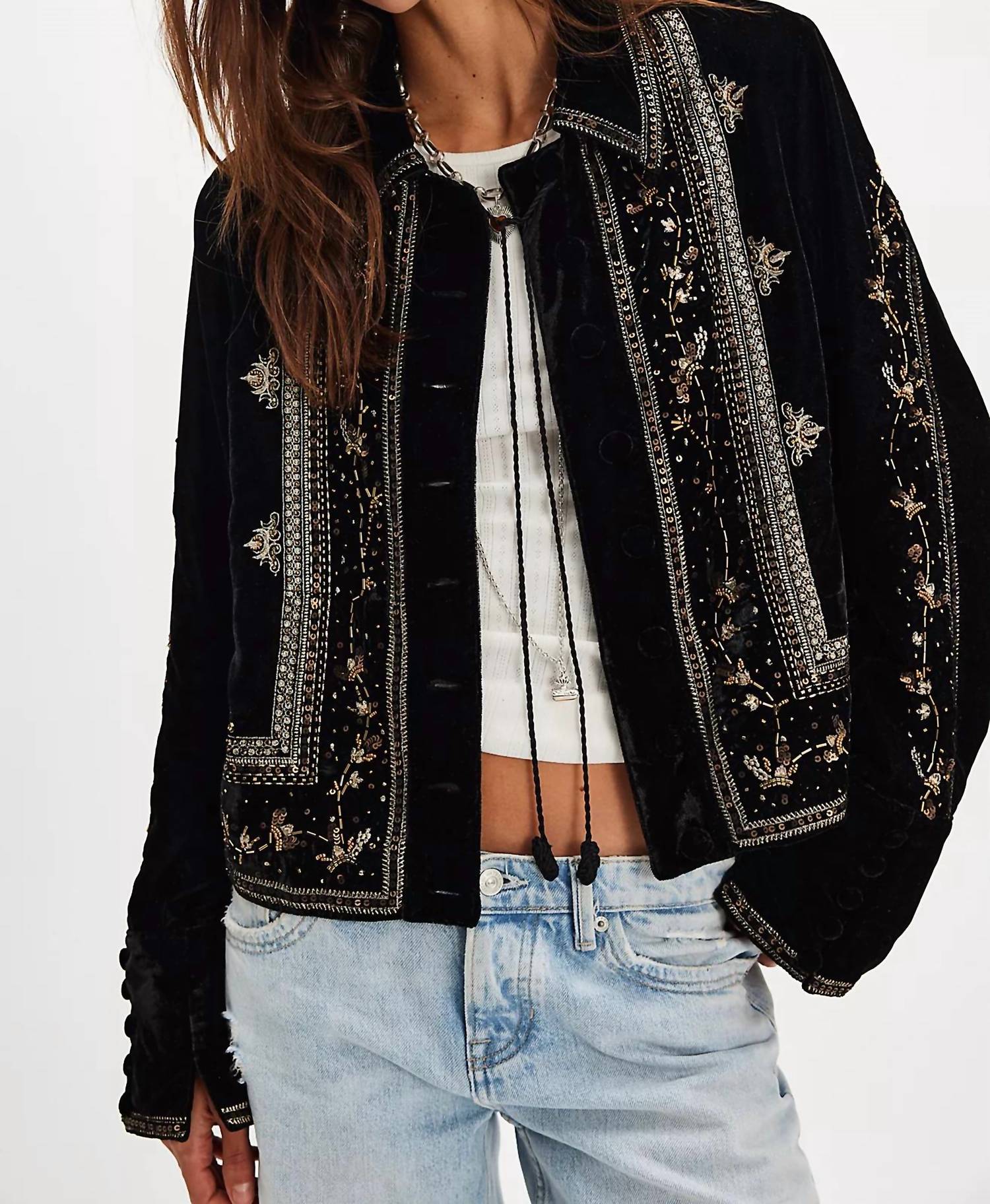 Free People - MAXXIE EMBELISHED VELVET JACKET