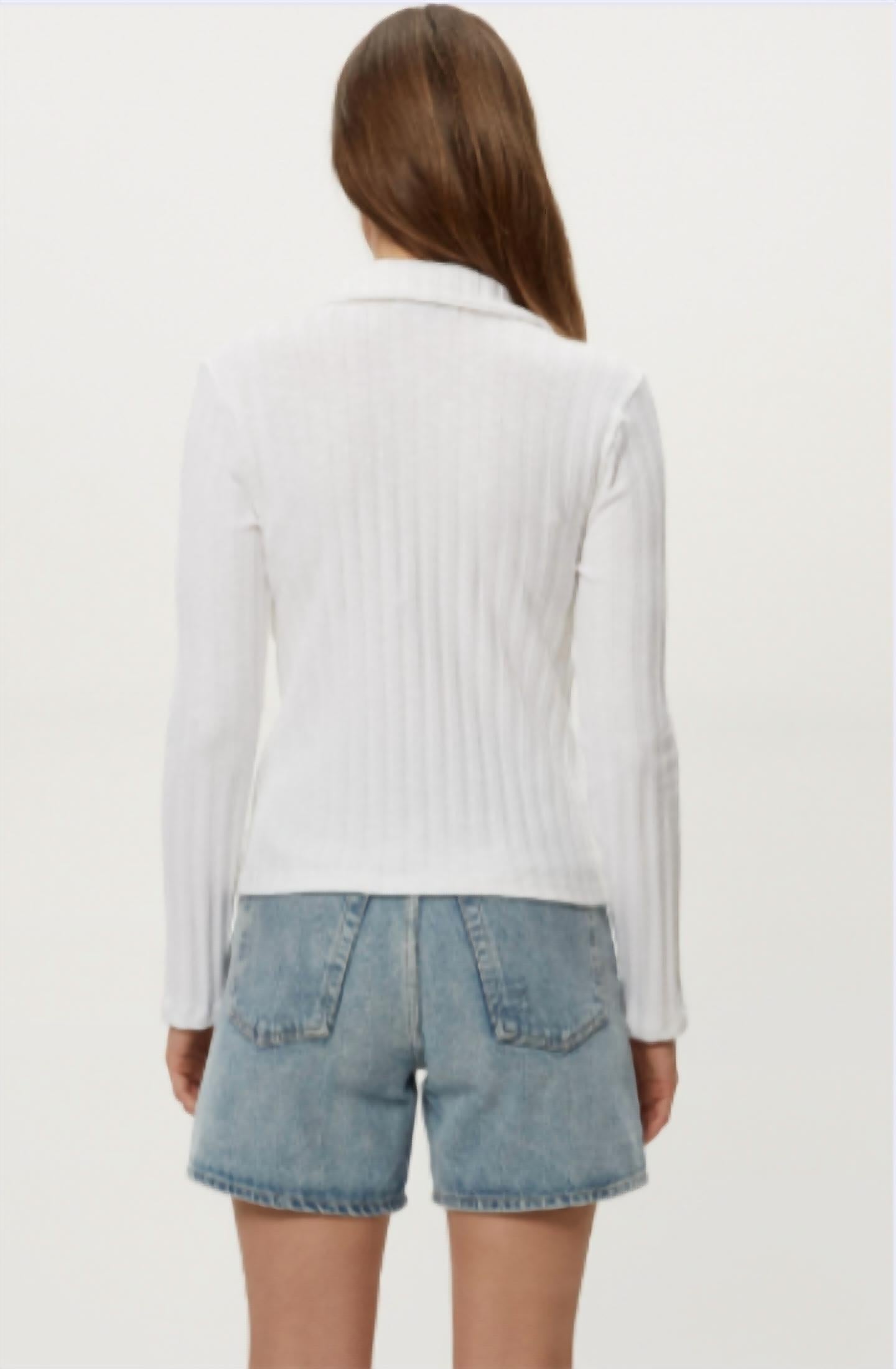 Michael Stars - Liyah London Rib Long Sleeve Collared Tee