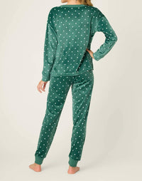 PJ Salvage Let's Get Toasty Lounge Set in dark forest polka dot - women's sleepwear - detail view
