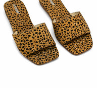 Cape Robbin - Women's Queens Sandal Cheetah Print Square Toe Slides
