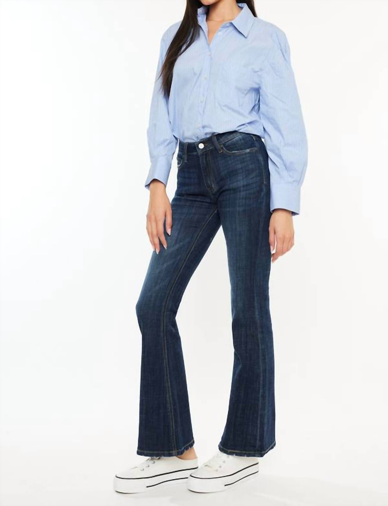 KanCan Mid Rise Flare Jeans in dark wash - women's jeans - view 4