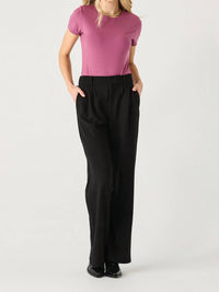 Dex Ponte Knit Wide Leg Trouser in black - women's pants