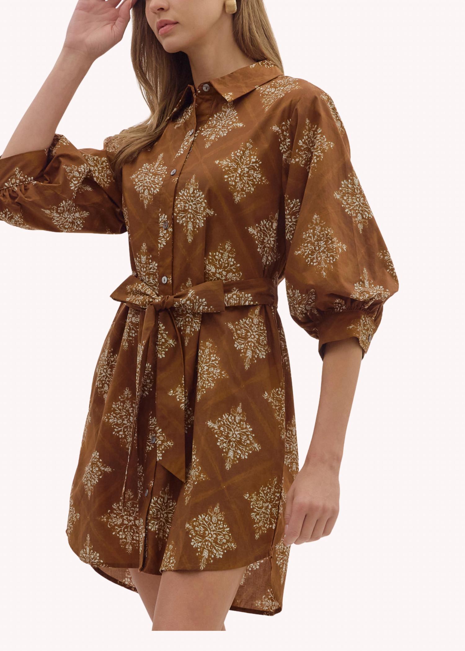 entro Millie Dress in brown - women's dress - detail view