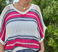 Pol - Stripe Crochet Oversized Top