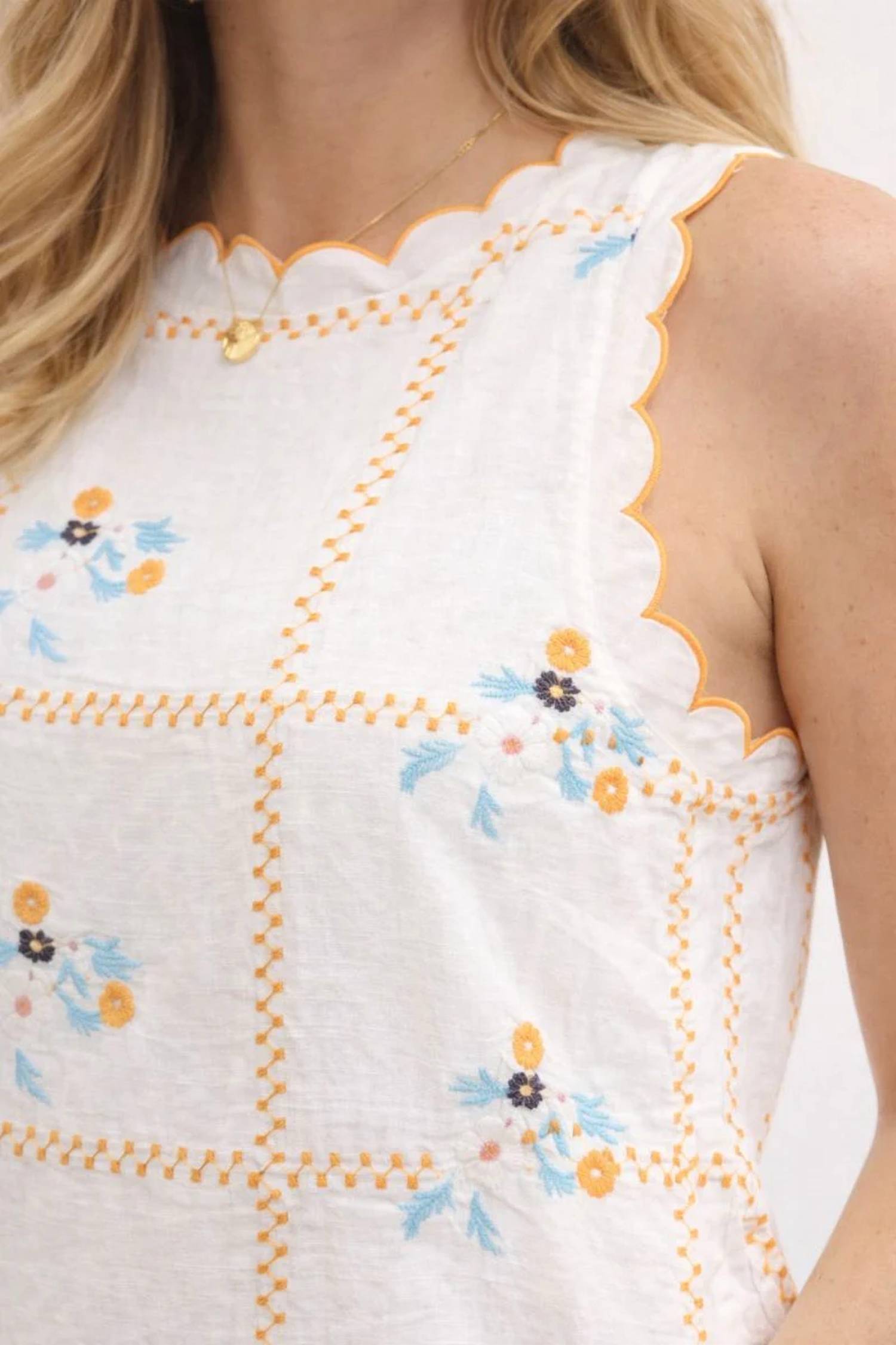 Entro - Constance Floral Embroidered Sleeveless Mini Dress