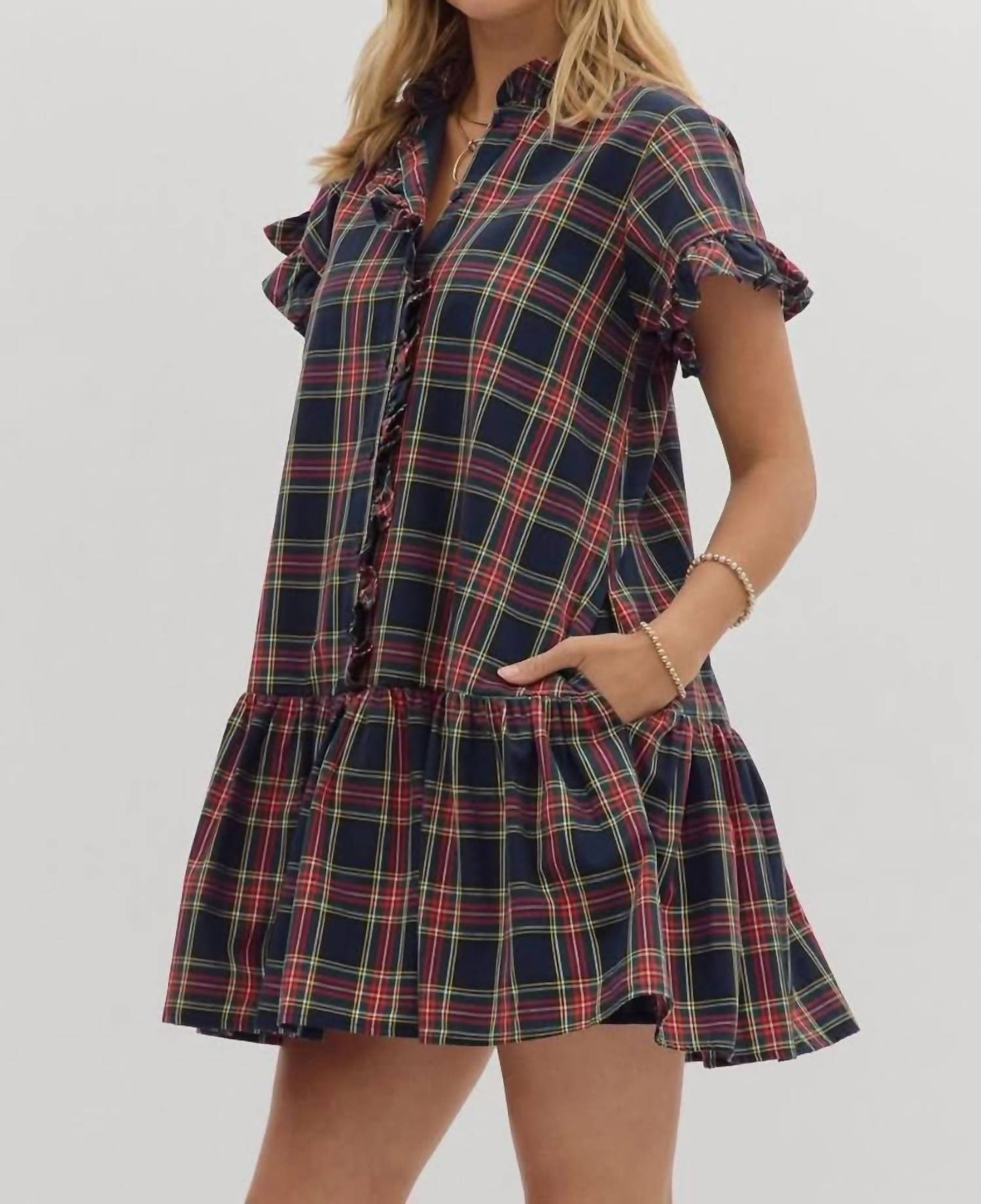 Entro - Tartan Tidings Mini Dress