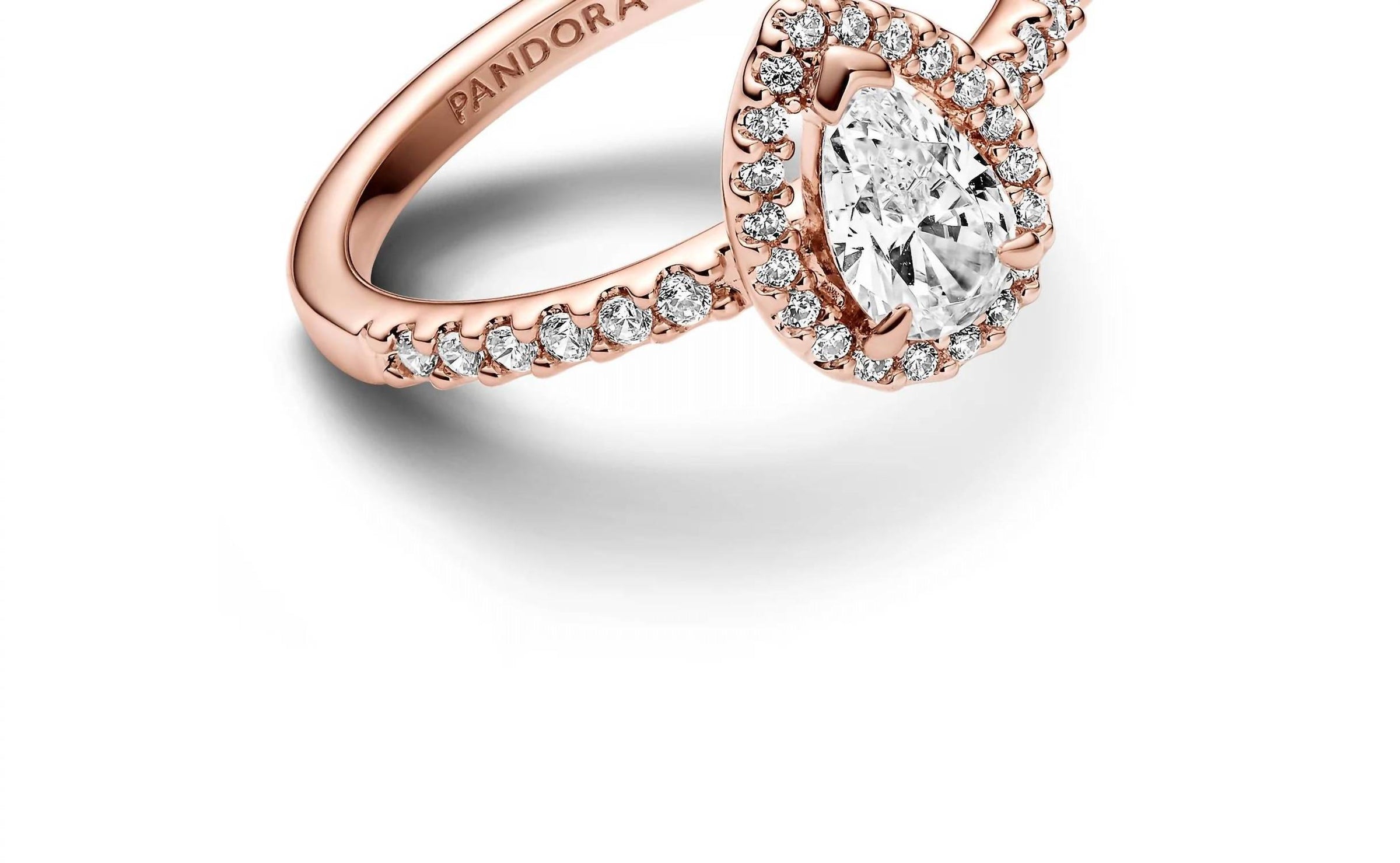Pandora - Women's Sparkling Pear Halo Ring