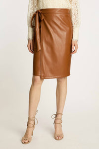 CABALLERO Peyton Vegan Leather Skirt in tobacco - women's skirt