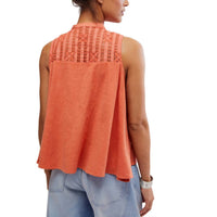 Free People Sunkissed Sleeveless Top in red mango - women's blouse - detail view